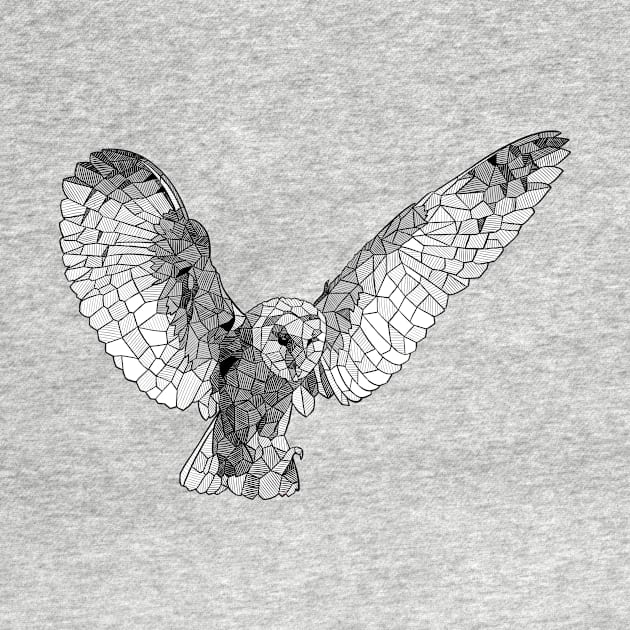 Sketchy Geometric Owl Flying by polliadesign